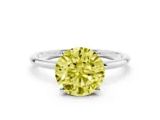 Round Thin Solitaire Engagement Ring Setting for a Fancy Yellow Lab-Grown Diamond | Straight Plain Band | White Gold
