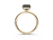 Asscher Cut Hidden Halo Engagement Ring Setting for a Black Center | Thin Plain Band | Yellow Gold