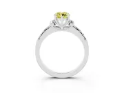 Marquise Side Stone Engagement Ring Setting for a Fancy Yellow Lab-Grown Diamond | Pave Band | White Gold