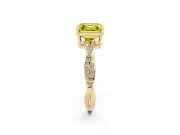 Fancy Yellow Asscher Cut Diamond Solitaire Twisted Pavé Ring Set in Yellow gold with Prong Setting