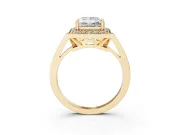Princess Cut Halo Engagement Ring Setting | Polished Halo Rim | Yellow Gold