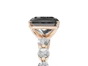Radiant Cut Graduated Side Stone Engagement Ring Setting for a Black Center | Rose Gold