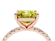 Asscher Cut Petite Pavé Solitaire Engagement Ring Setting for a Fancy Yellow Lab-Grown Diamond | Slim Band | Rose Gold