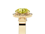 Round Halo Engagement Ring Setting for a Fancy Yellow Lab-Grown Diamond | Pavé Panel Shoulders | Yellow Gold