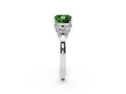 Fancy Green Princess Cut Diamond Solitaire Floral Ring Set in Platinum with Marquise Petals and Prong Setting