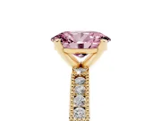 Oval Vintage Pavé Engagement Ring Setting for a Fancy Pink Lab-Grown Diamond | Yellow Gold