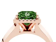 Princess Cut Knife-Edge Halo Engagement Ring Setting for a Fancy Green Lab-Grown Diamond | Rose Gold