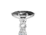 Marquise Side Stone Engagement Ring Setting for a Black Center | Sterling Silver