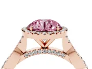 Round Halo Engagement Ring Setting for a Fancy Pink Lab-Grown Diamond | Pavé Twist Band | Rose Gold