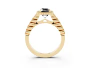 Radiant Cut Milgrain Halo Engagement Ring Setting for a Black Center | Yellow Gold