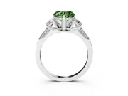 Heart-Shaped Hidden Halo Three Stone Engagement Ring Setting for a Fancy Green Lab-Grown Diamond | Platinum