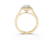 Princess Cut Halo Engagement Ring Setting | Pave Shoulders | Yellow Gold