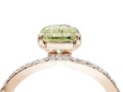 Radiant Cut Hidden Halo Engagement Ring Setting for a Fancy Yellow Lab-Grown Diamond | Pavé Band | Rose Gold