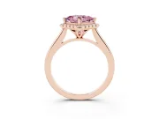 Princess Cut Halo Engagement Ring Setting for a Fancy Pink Lab-Grown Diamond | Plain Polished Band | Rose Gold
