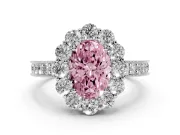 Oval Vintage Halo Engagement Ring Setting for a Fancy Pink Lab-Grown Diamond | Platinum