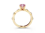 Cushion Cut Bar Set Engagement Ring Setting for a Fancy Pink Lab-Grown Diamond | Yellow Gold