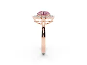 Round Scalloped Cluster Halo Engagement Ring Setting for a Fancy Pink Lab-Grown Diamond | Plain Band | Rose Gold