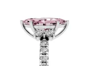 Marquise Side Stone Pave Engagement Ring Setting for a Fancy Pink Lab-Grown Diamond | Paired Round Accents | Platinum