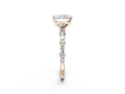Radiant Cut Pavé Solitaire Engagement Ring Setting | Alternating Accents | Rose Gold