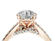 Round Pavé Solitaire Engagement Ring Setting | Crossover Gallery | Rose Gold