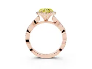 Fancy Yellow Heart Cut Diamond Halo Twisted Band Ring Set in Rose gold with Prong Setting