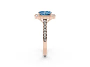 Radiant Cut Milgrain Floral Halo Engagement Ring Setting for a Fancy Blue Lab-Grown Diamond | Pavé Band | Rose Gold