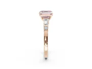Asscher Cut Tapered Baguette Engagement Ring Setting for a Fancy Pink Lab-Grown Diamond | Rose Gold