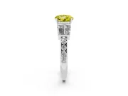 Round Channel Set Baguette Engagement Ring Setting for a Fancy Yellow Lab-Grown Diamond | Sterling Silver