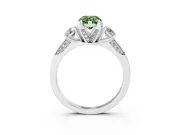 Pear-Shaped Hidden Halo Three Stone Engagement Ring Setting for a Fancy Green Lab-Grown Diamond | White Gold