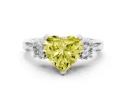 Heart-Shaped Hidden Halo Three Stone Engagement Ring Setting for a Fancy Yellow Lab-Grown Diamond | Platinum
