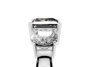 Princess Cut Three Stone Engagement Ring Setting for a Black Center | Round Side Stones | Sterling Silver