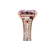 Emerald Cut Pave Split Shank Engagement Ring Setting for a Fancy Pink Lab-Grown Diamond | Double Claw Prongs | Rose Gold