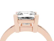 Asscher Cut Diamond Solitaire Ring Set in Rose gold with Prong Head and Smooth Polished Band