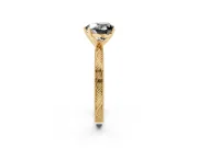 Fancy Black Heart Cut Diamond Solitaire Milgrain Engraved Band Set in Yellow gold with Prong Setting
