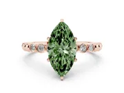 Marquise Beaded Solitaire Engagement Ring Setting for a Fancy Green Lab-Grown Diamond | Rose Gold