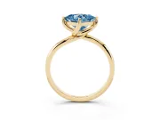 Princess Cut Bypass Solitaire Engagement Ring Setting for a Fancy Blue Lab-Grown Diamond | Plain Band | Yellow Gold