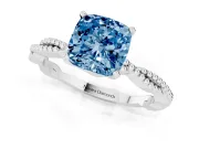Cushion Cut Twisted Engagement Ring Setting for a Fancy Blue Lab-Grown Diamond | Beaded Twist | Sterling Silver