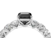 Emerald Cut Side Stone Engagement Ring Setting for a Black Center | Sterling Silver