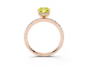 Fancy Yellow Cushion Cut Diamond Pavé Band Ring Set in Rose gold with Prong-Set Center Stone