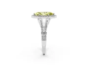 Marquise Halo Engagement Ring Setting for a Fancy Yellow Lab-Grown Diamond | V-Split Pavé Band | Sterling Silver