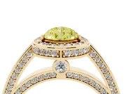 Fancy Yellow Pear Cut Diamond Halo Pavé Split Shank Ring Set in Yellow gold with Prong Setting