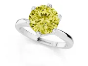 Round Tapered Solitaire Engagement Ring Setting for a Fancy Yellow Lab-Grown Diamond | Claw Prong Head | Platinum