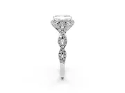 Radiant Cut Milgrain Halo Engagement Ring Setting | Graduated Shoulders | Sterling Silver