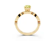 Fancy Yellow Pear Cut Diamond Solitaire Engagement Ring Set in Yellow gold with Milgrain Bezel Accent Band