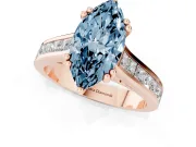 Marquise Channel Set Solitaire Engagement Ring Setting for a Fancy Blue Lab-Grown Diamond | Princess Channel | Rose Gold
