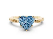 Heart-Shaped Twisted Engagement Ring Setting for a Fancy Blue Lab-Grown Diamond | Beaded Twist | Yellow Gold