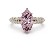 Marquise Multi Row Pave Engagement Ring Setting for a Fancy Pink Lab-Grown Diamond | Yellow Gold