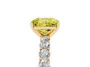 Radiant Cut Shared Prong Engagement Ring Setting for a Fancy Yellow Lab-Grown Diamond | Yellow Gold