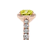 Cushion Cut Halo Pavé Engagement Ring Setting for a Fancy Yellow Lab-Grown Diamond | Rose Gold