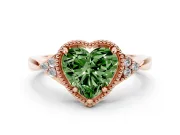 Heart-Shaped Milgrain Frame Engagement Ring Setting for a Fancy Green Lab-Grown Diamond | Rose Gold
